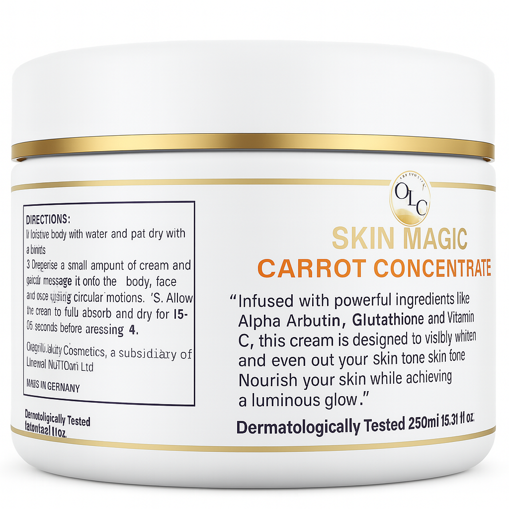 Skin Magic Carrot Concentrate Whitening & Lightening Body Cream 250ml, Intense Brightening & Skin Rejuvenation for Smooth Glowing Complexion