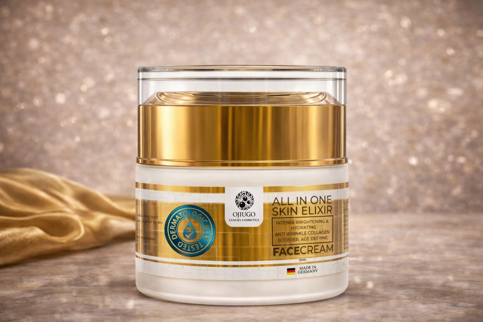 Moisturising Face Cream for Intense Brightening, Skin Repair, Redness Clearing, and Inflammation Soothing