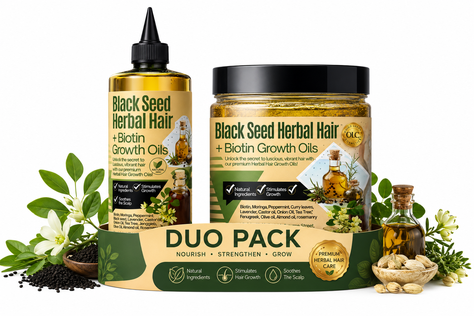 Black Seed Hair Balm & Hair Oil– Botanical Scalp & Hair Care Blend With Ayurveda Secrets to Support Hair Growth & Scalp Health 250ML