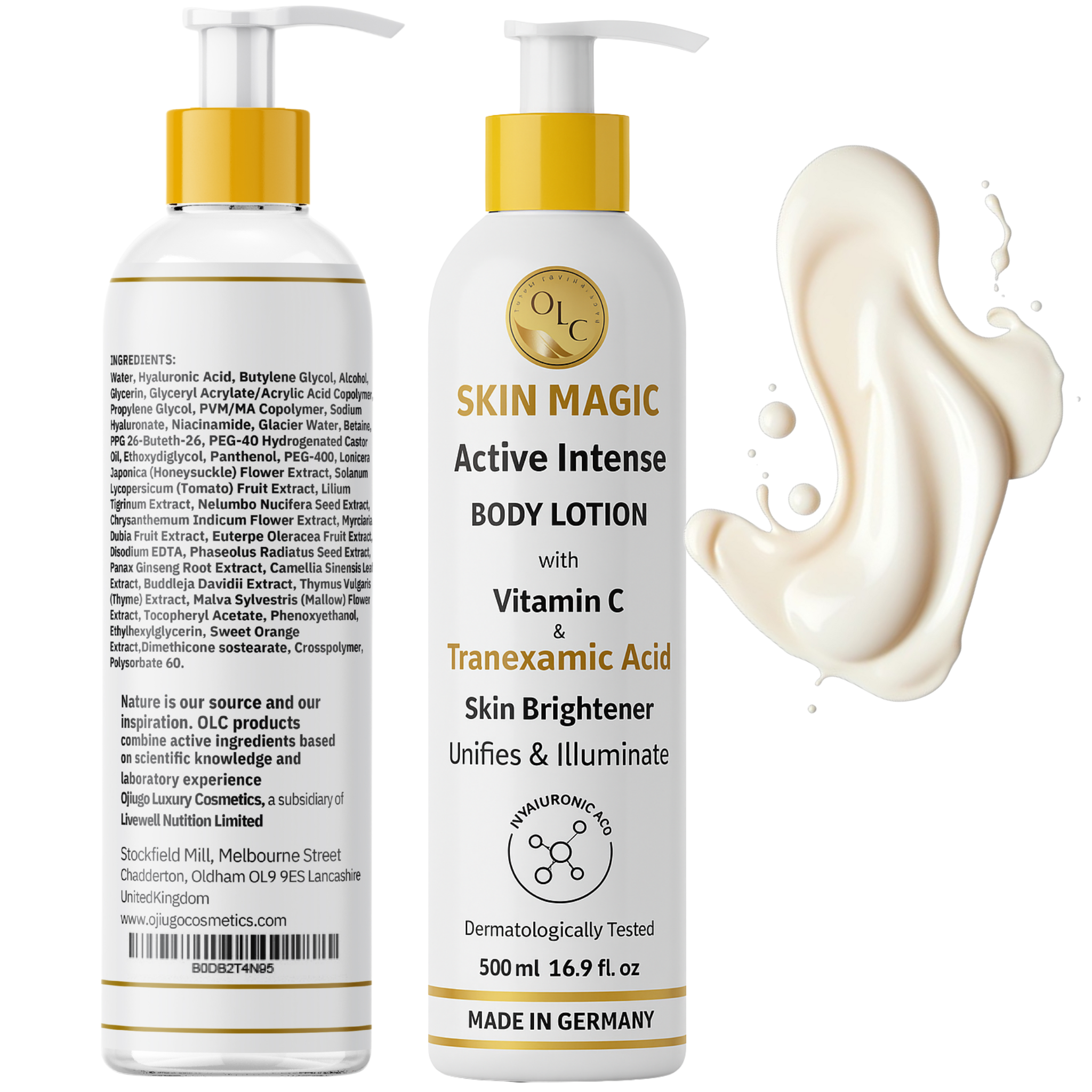 Skin Magic Active Intense Body Lotion with Vitamin C & Tranexamic Acid (2x 500ml): Brightens Skin Reducing the Appearance of Skin Discolouration