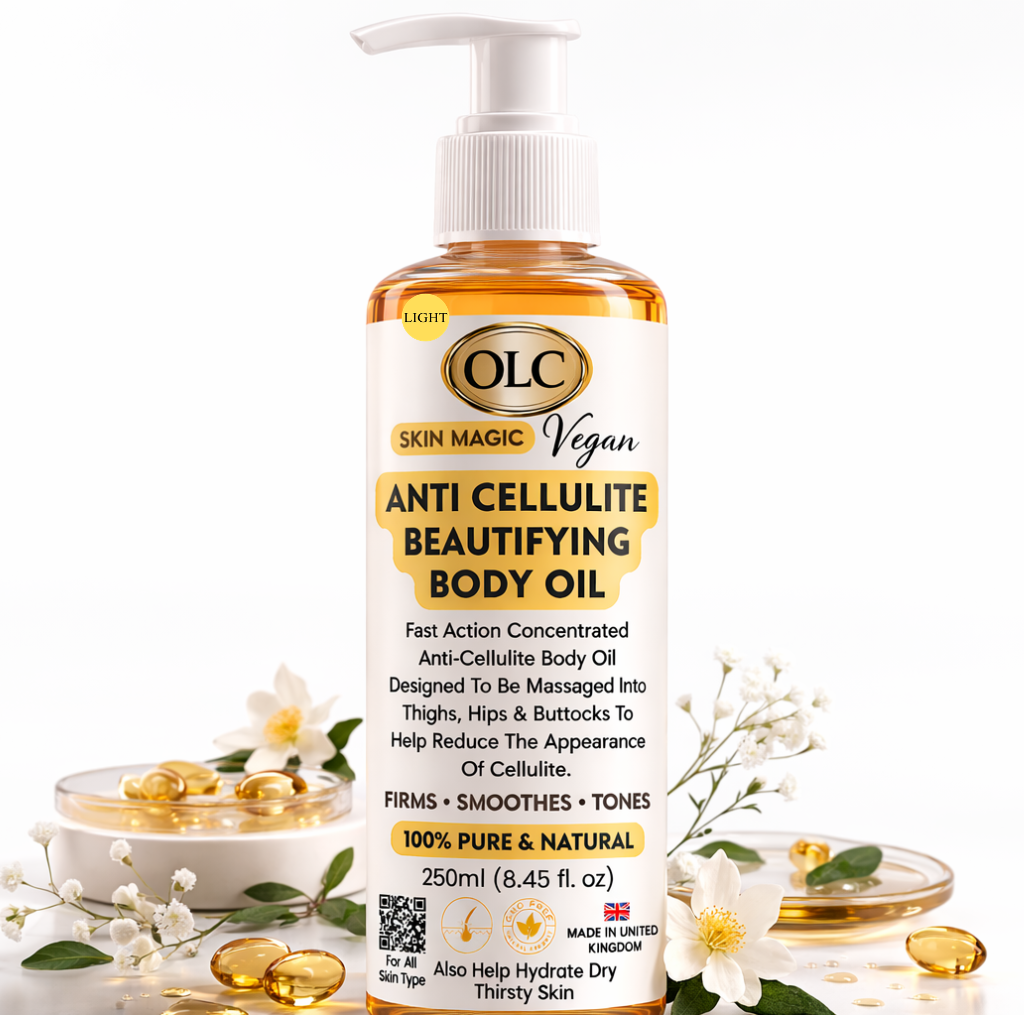 Anti Cellulite Beautifying Body Oil Fast Action Light Gold Concentrated Designed To Be Massaged Into Thighs, Hips & Buttocks To Help Reduce The Appearance Of Cellulite. 250ml (8.45 f. oz)