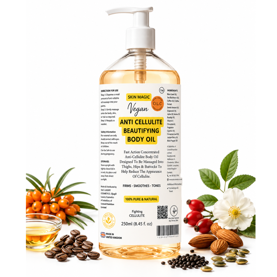 Anti Cellulite Beautifying Body Oil Deep Gold Fast Action Concentrated Designed To Be Massaged Into Thighs, Hips & Buttocks To Help Reduce The Appearance Of Cellulite. 250ml (8.45 f. oz) (Copy)