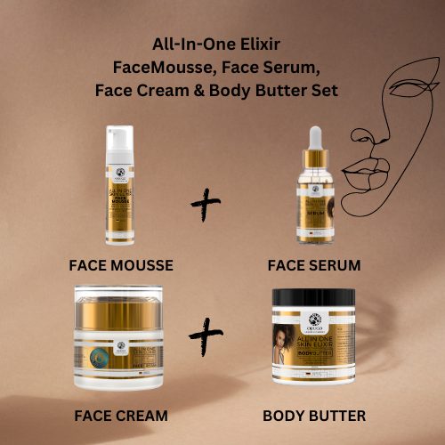 Exclusive Set of 4 All-In-One Elixir Face Mousse, Intense Brightening Serum, All-In-One Elixir Face Cream, & Body Butter
