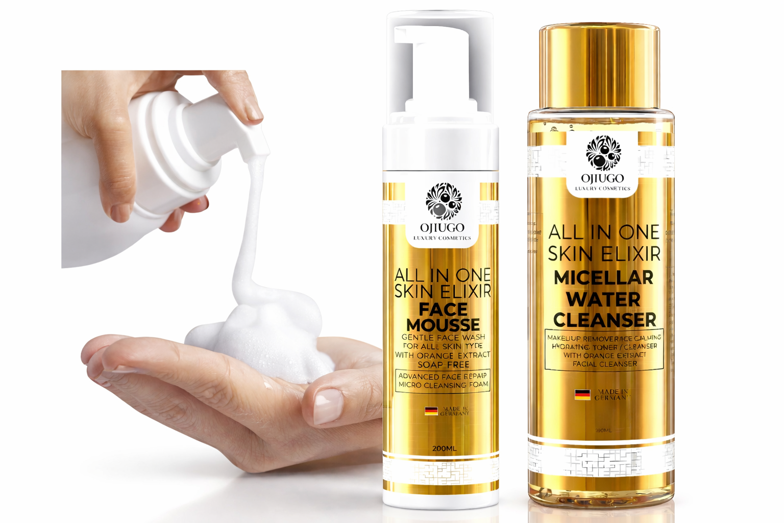X2  Mousse  Face Wash & Toner Micellar Water Cleanser & Skin Renewal Formula