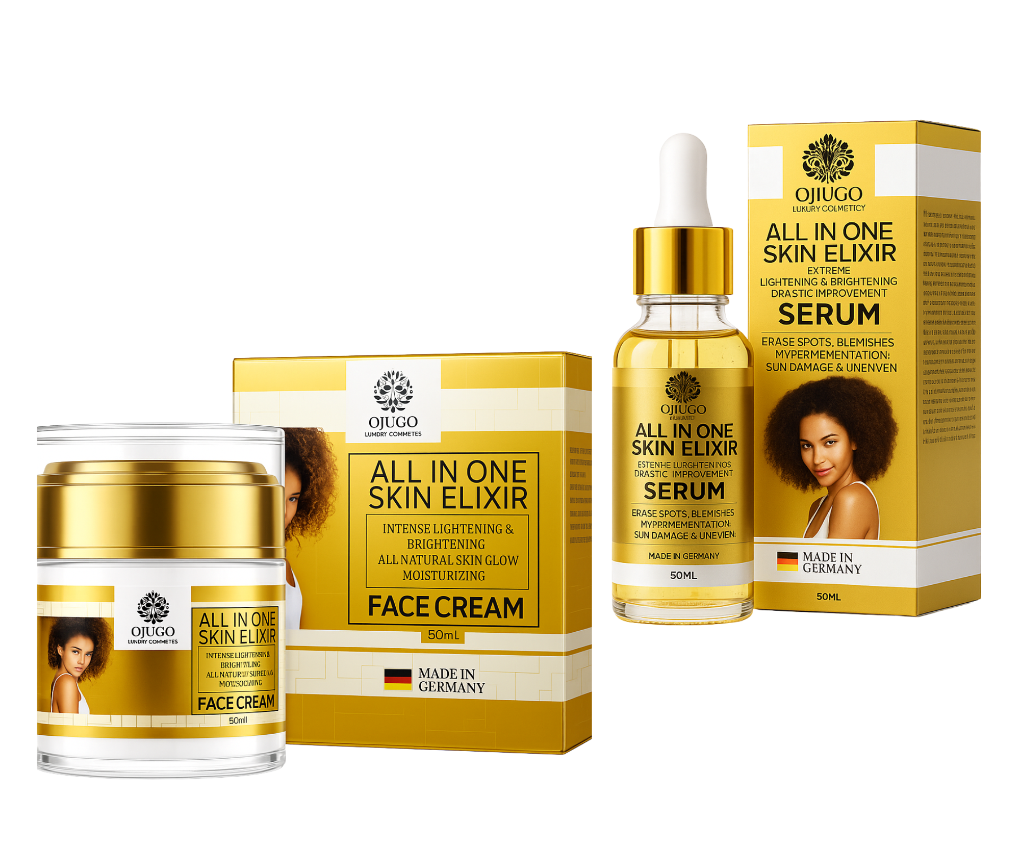 Moisturizing Face Cream & Face Serum Set: Brightening & Lightening Power Duo for Optimal Results