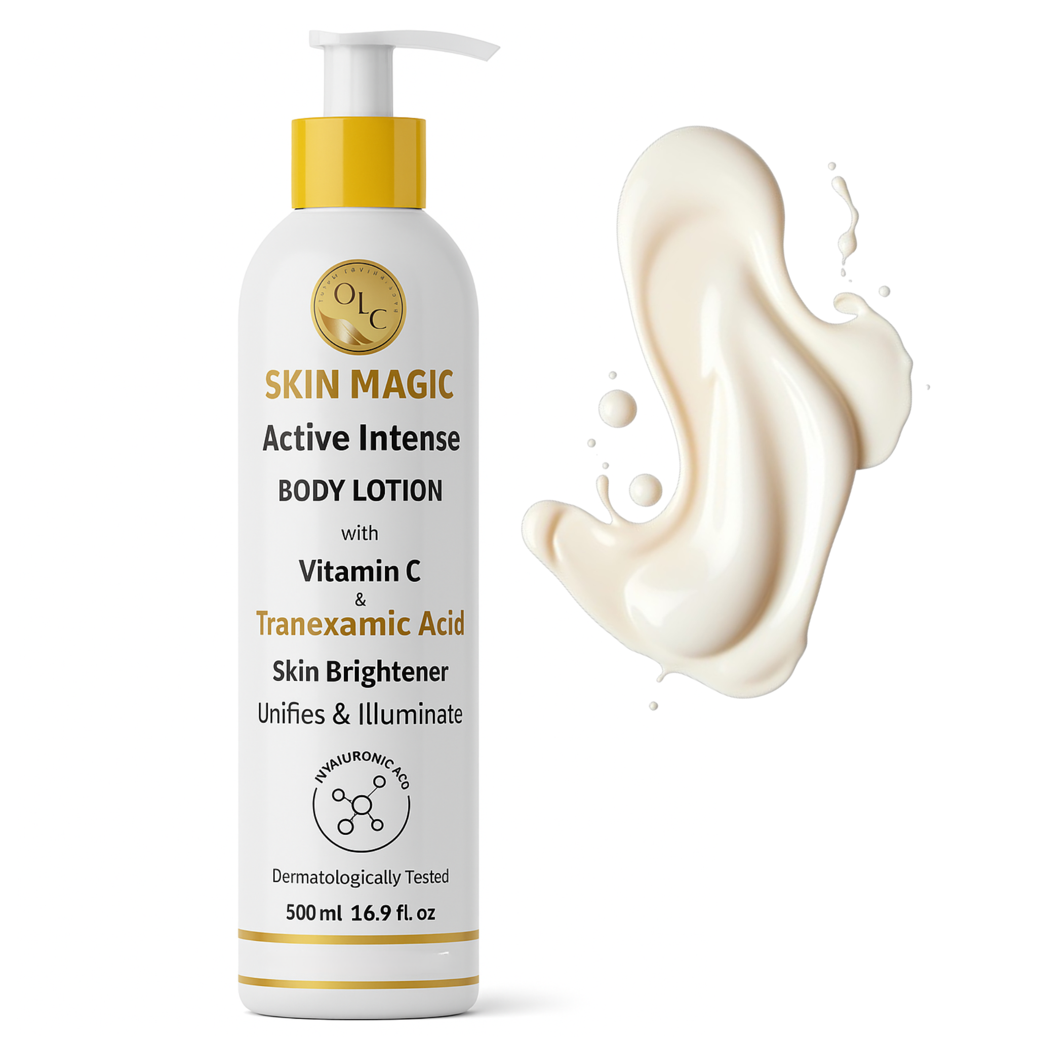 Skin Magic Active Intense Body Lotion with Vitamin C & Tranexamic Acid 500ml: Brightens Skin Reducing the Appearance of Skin Discolouration