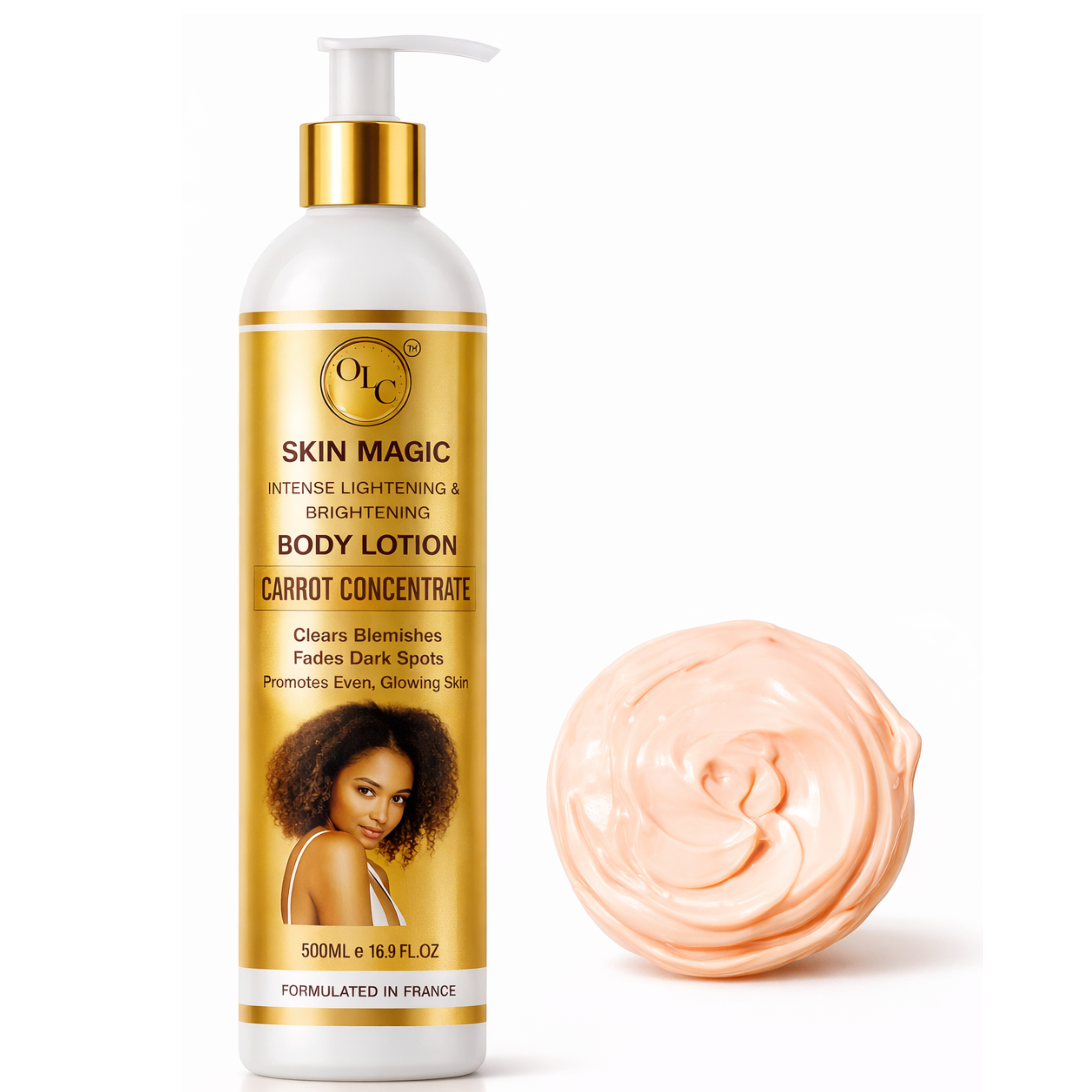 Nourishing Body Lotion with Carrot Concentrate 500ml: Intense Lightening & Brightening Formula, Revitalises, Renews, and Reduces Dark Spots & Hyperpigmentation