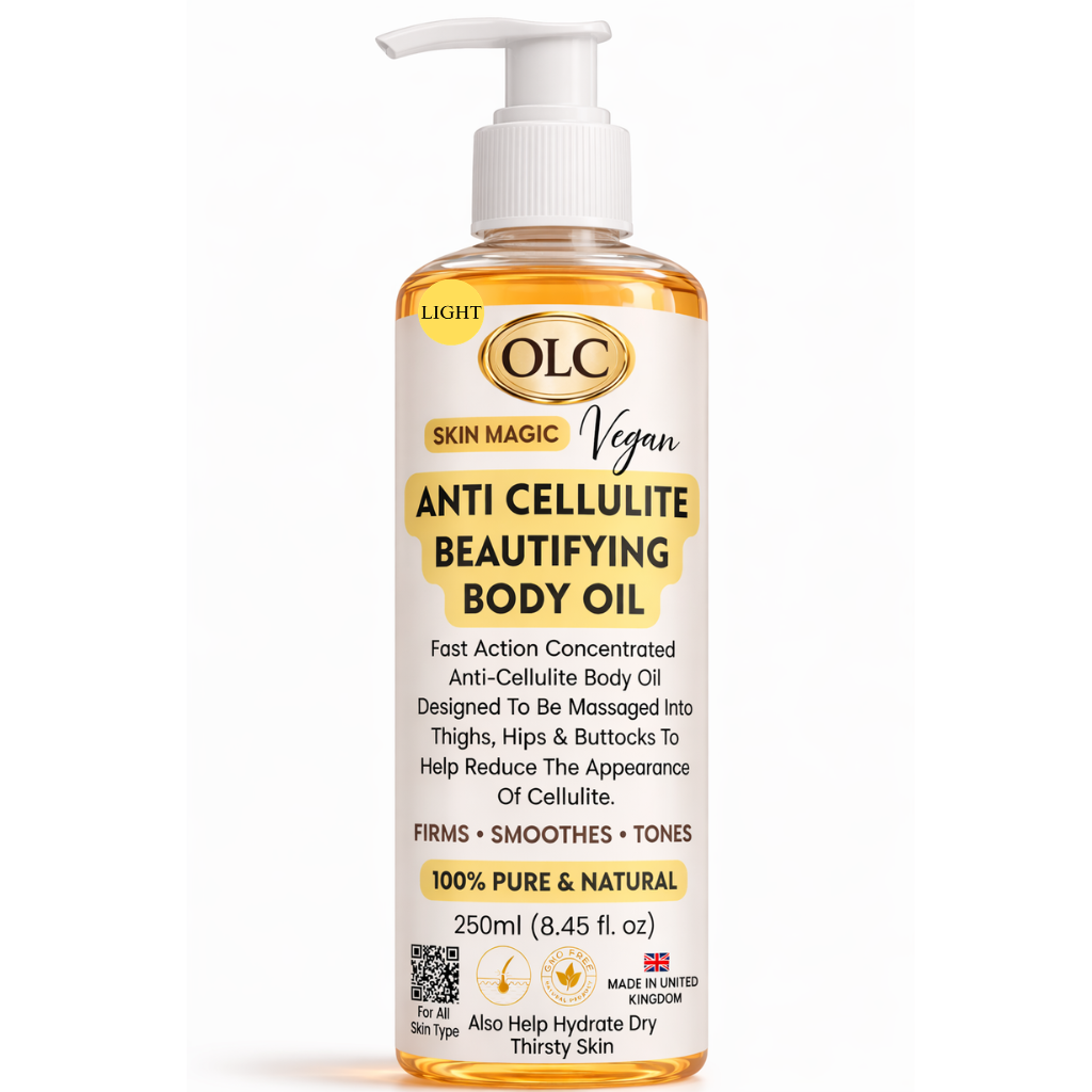 Anti Cellulite Beautifying Body Oil Fast Action Light Gold Concentrated Designed To Be Massaged Into Thighs, Hips & Buttocks To Help Reduce The Appearance Of Cellulite. 250ml (8.45 f. oz)