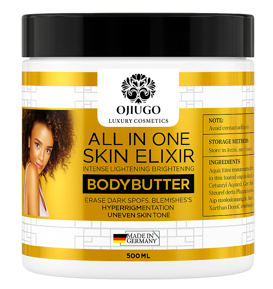 Moisturising Intense Lightening & Brightening 500ml Body Butter Diminishes Appearance of Dark Spots, Blemishes & Hyperpigmentation, Transforms Skin with Radiance and Nourishment Suitable for Uneven Skin Tone